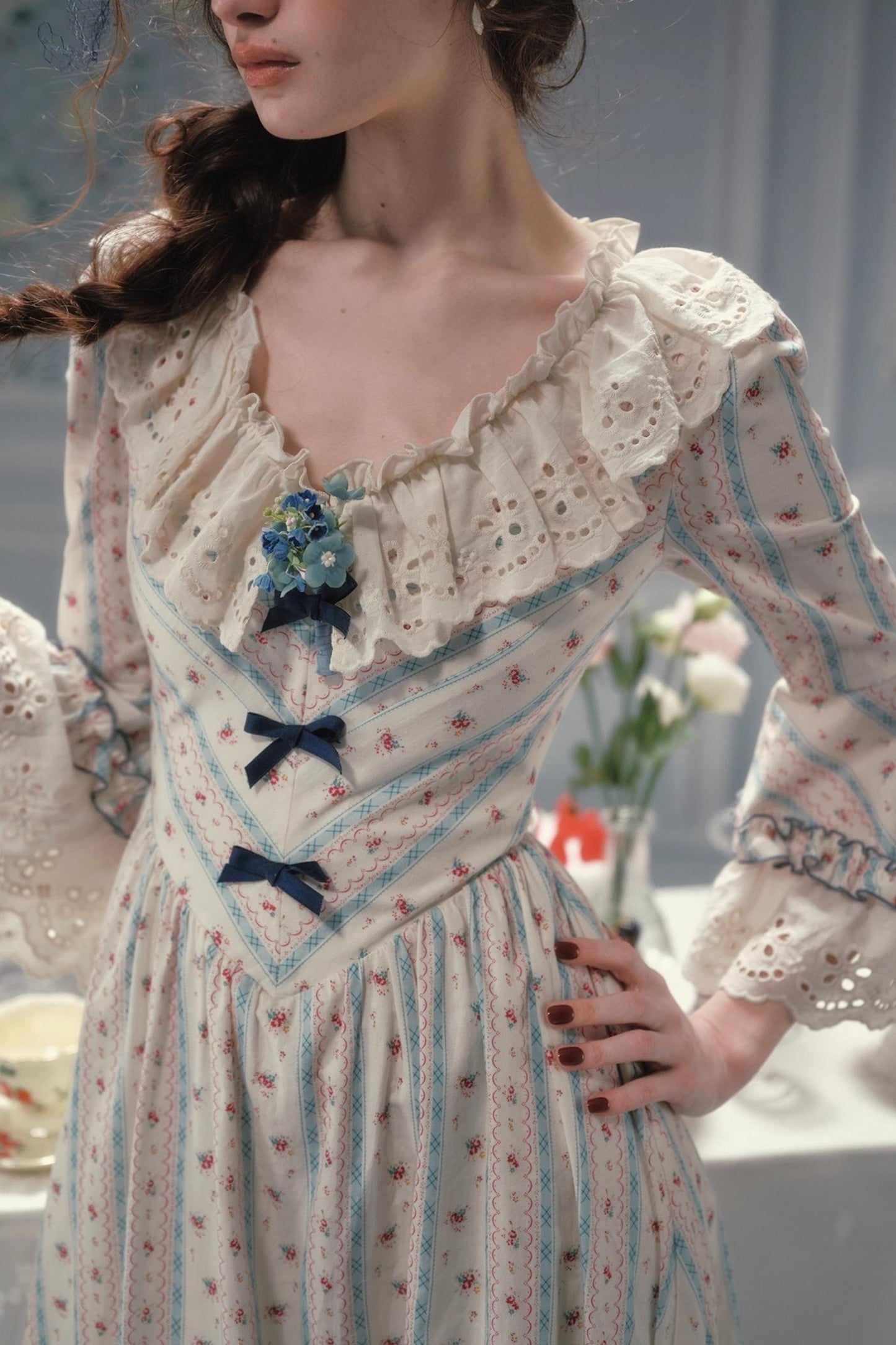 Versailles French Rustic Striped Dress