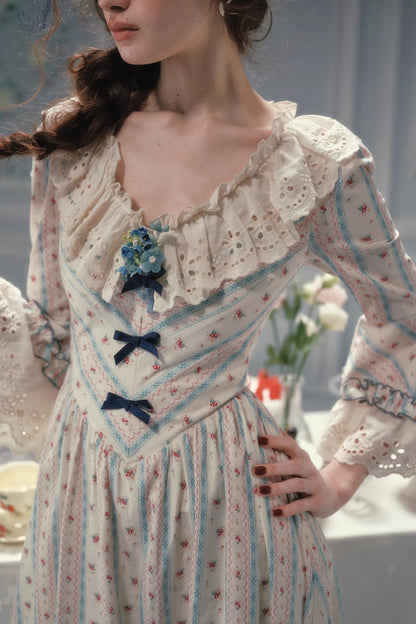 Versailles French Rustic Striped Dress