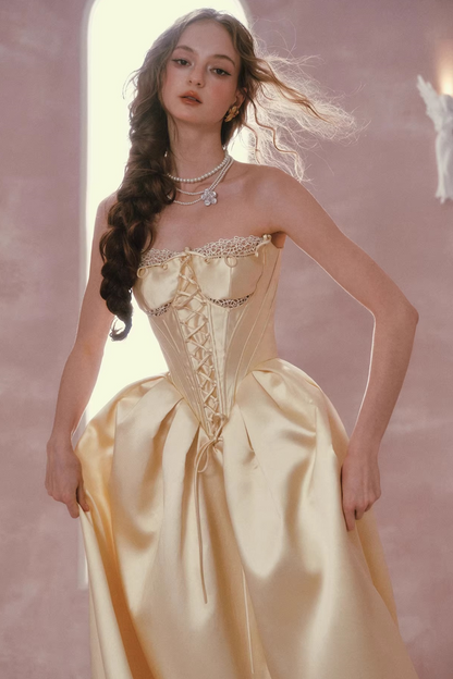 Satin-Spitzen-Korsettkleid
