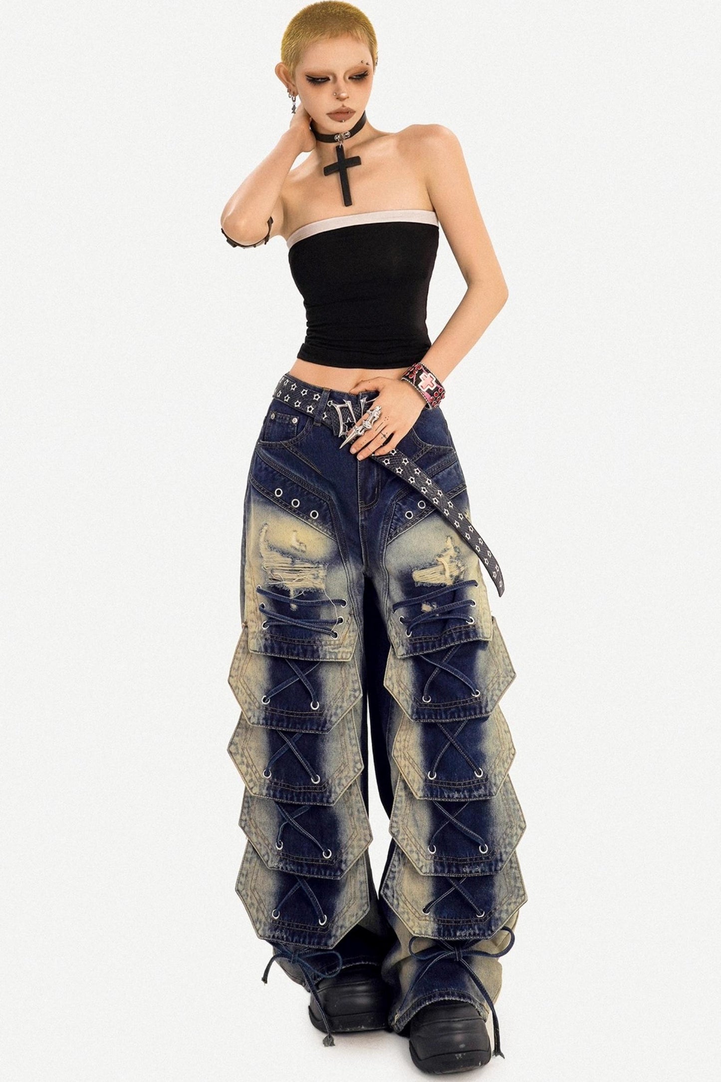 Vintage Washed Denim Pants