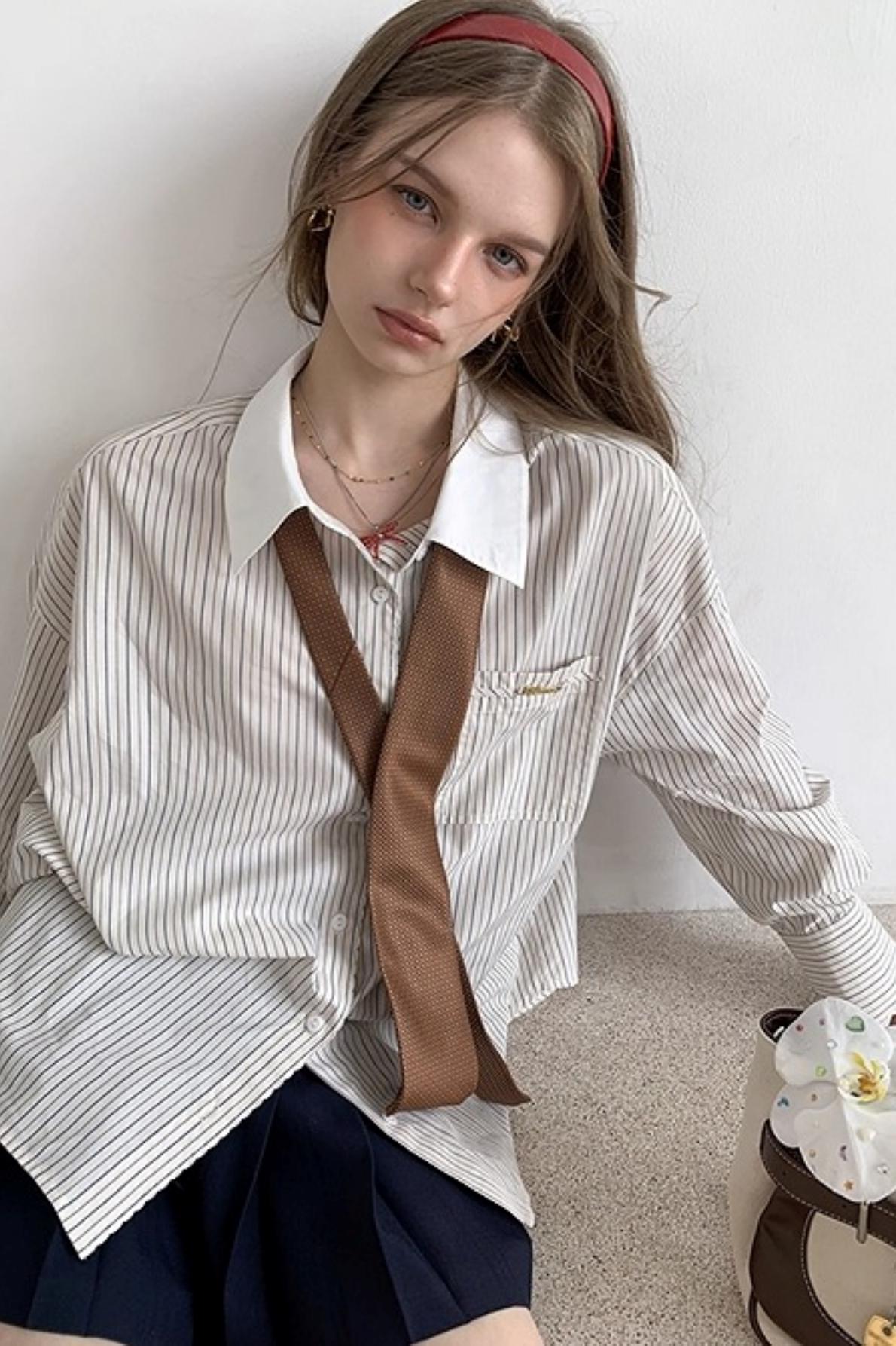 Long Sleeve Loose Striped Shirt