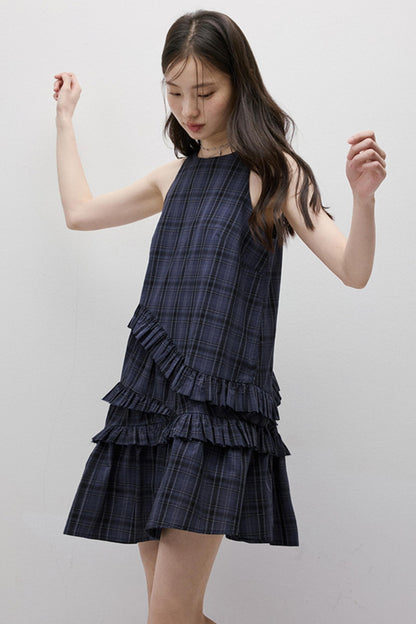 Midnight Blue Check Dress