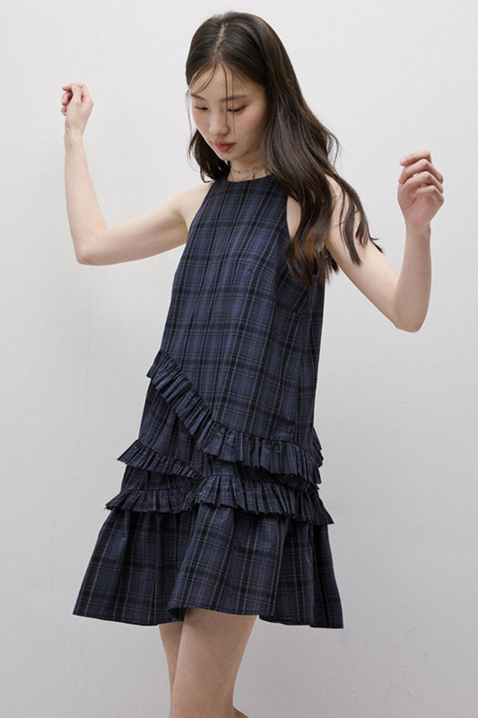 Midnight Blue Check Dress