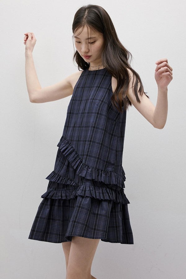 Midnight Blue Check Dress