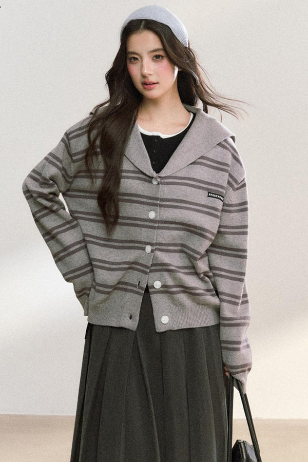 Striped Basic Cardigan Sweater