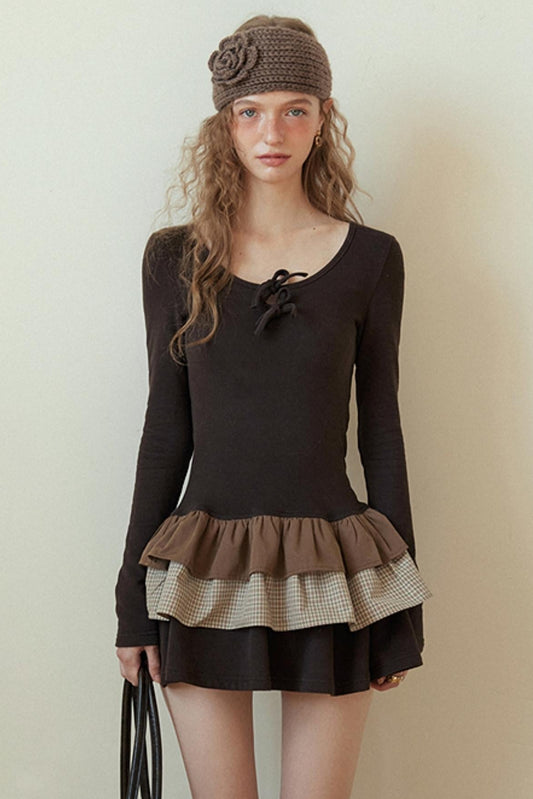 Brown Layered Dress Set