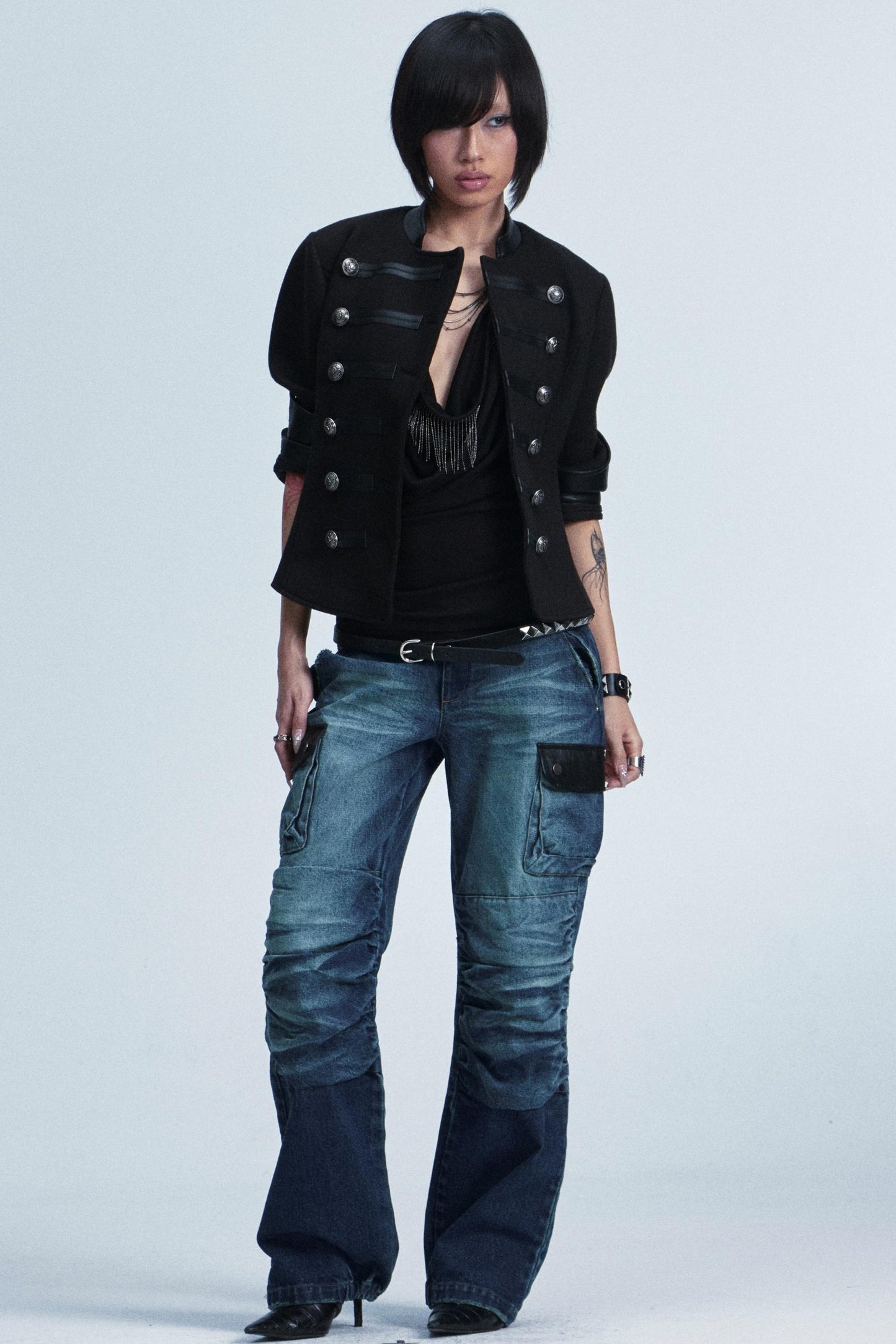 Retro Patchwork Leather Sweater Jacket