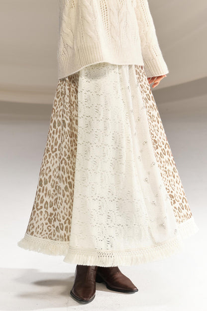 Beaded Silk Leopard Skirt