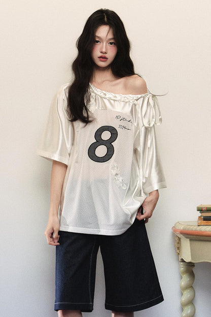 Block Core Mesh Slouch Top