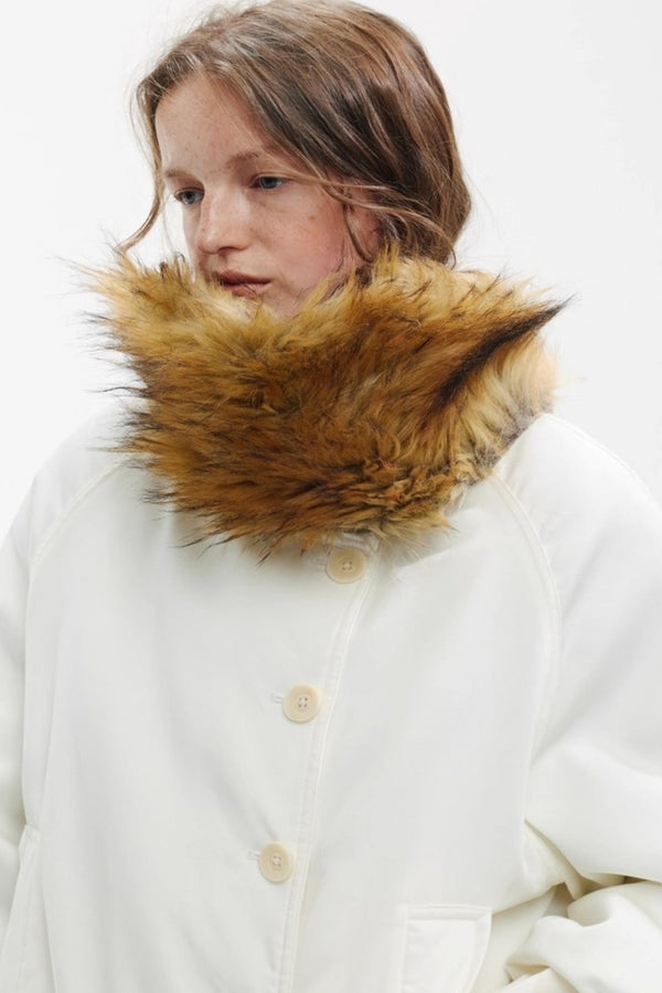 Wool Color-Blocked Fur Scarf