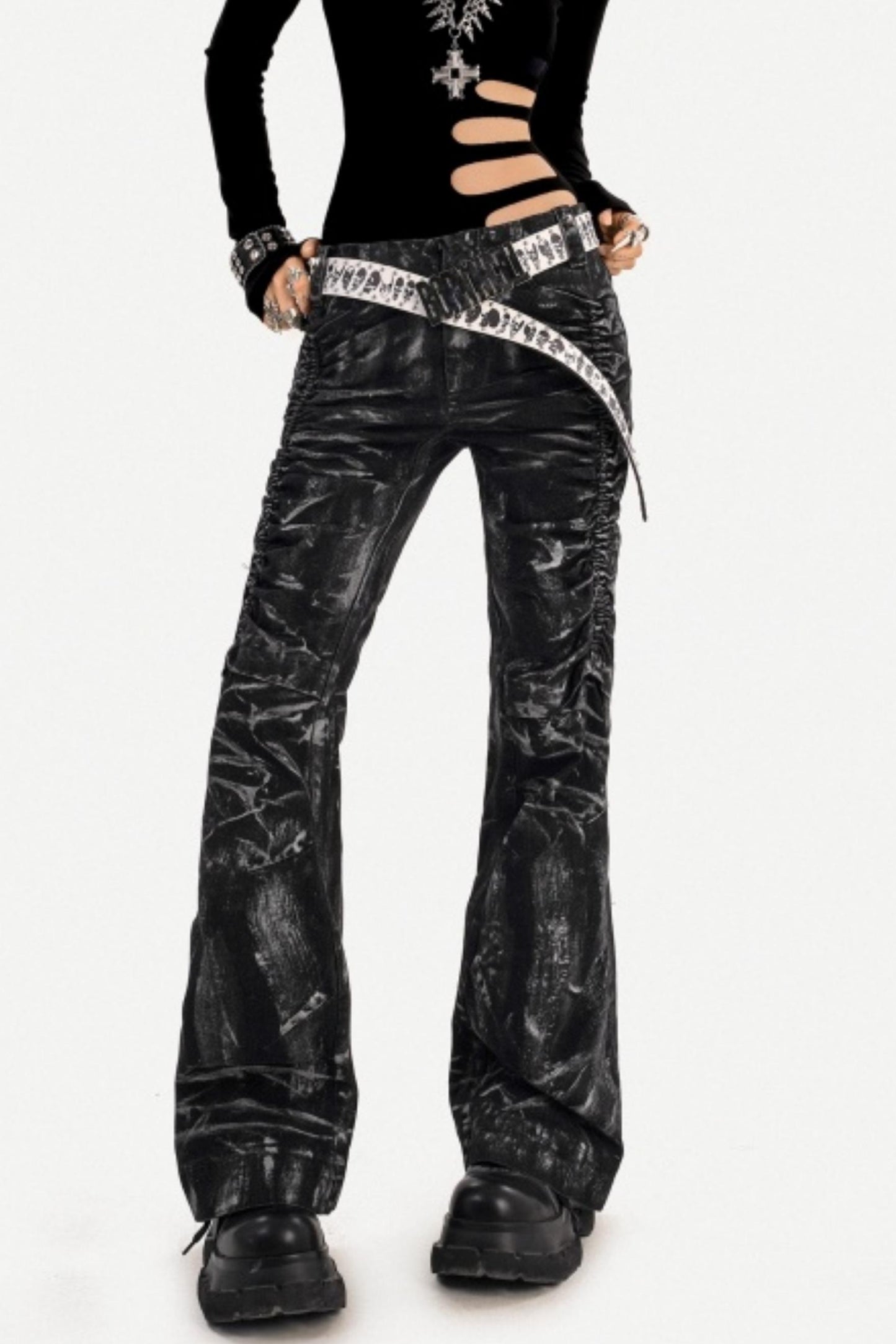 Deconstructed Black Denim Pants