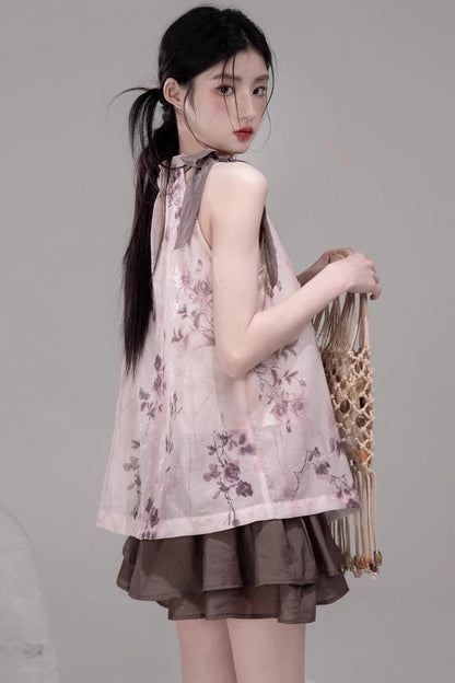 Rose Tea Set with Pleated Skirt set