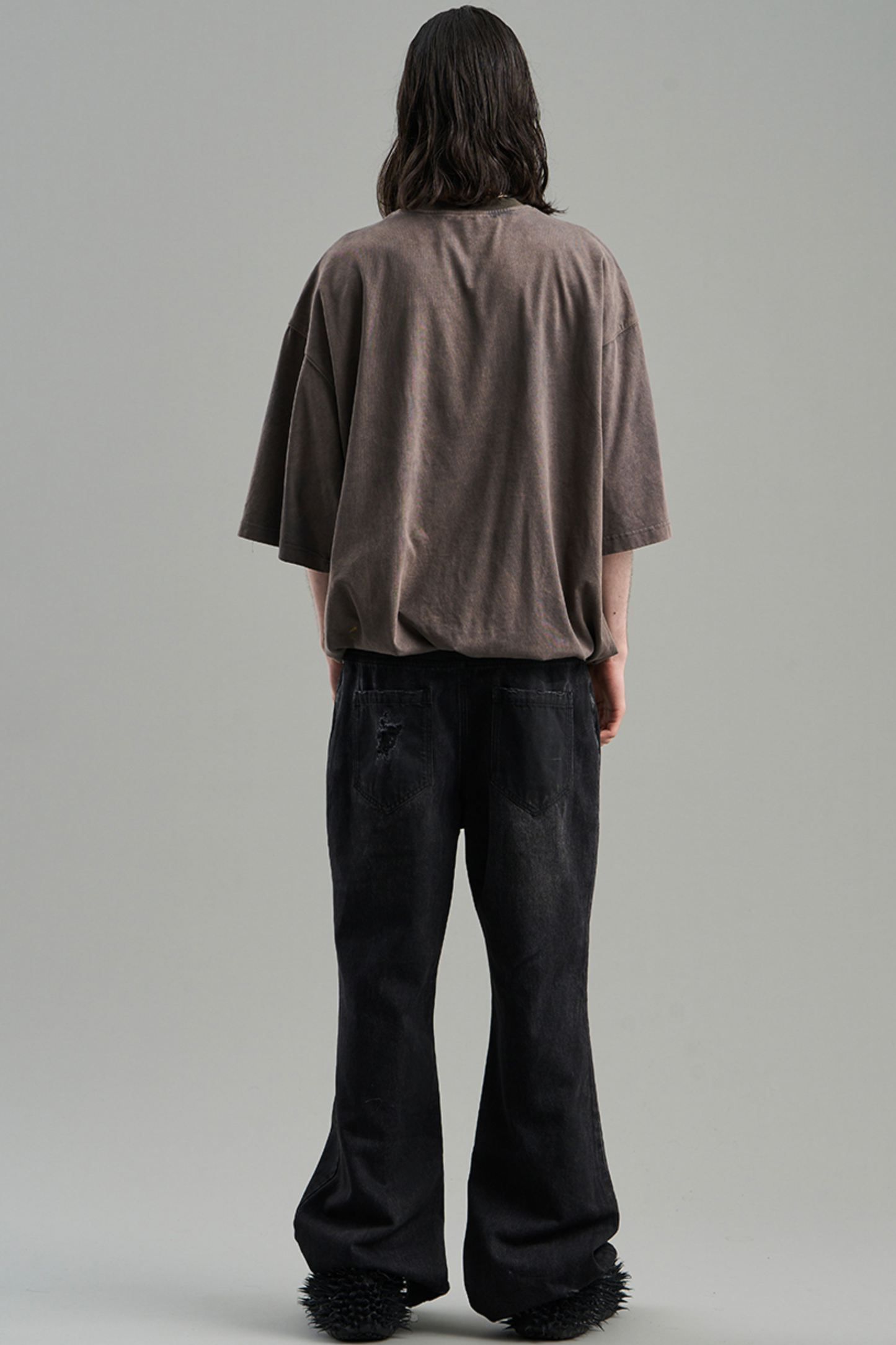 Distressed Denim Rivets Pants