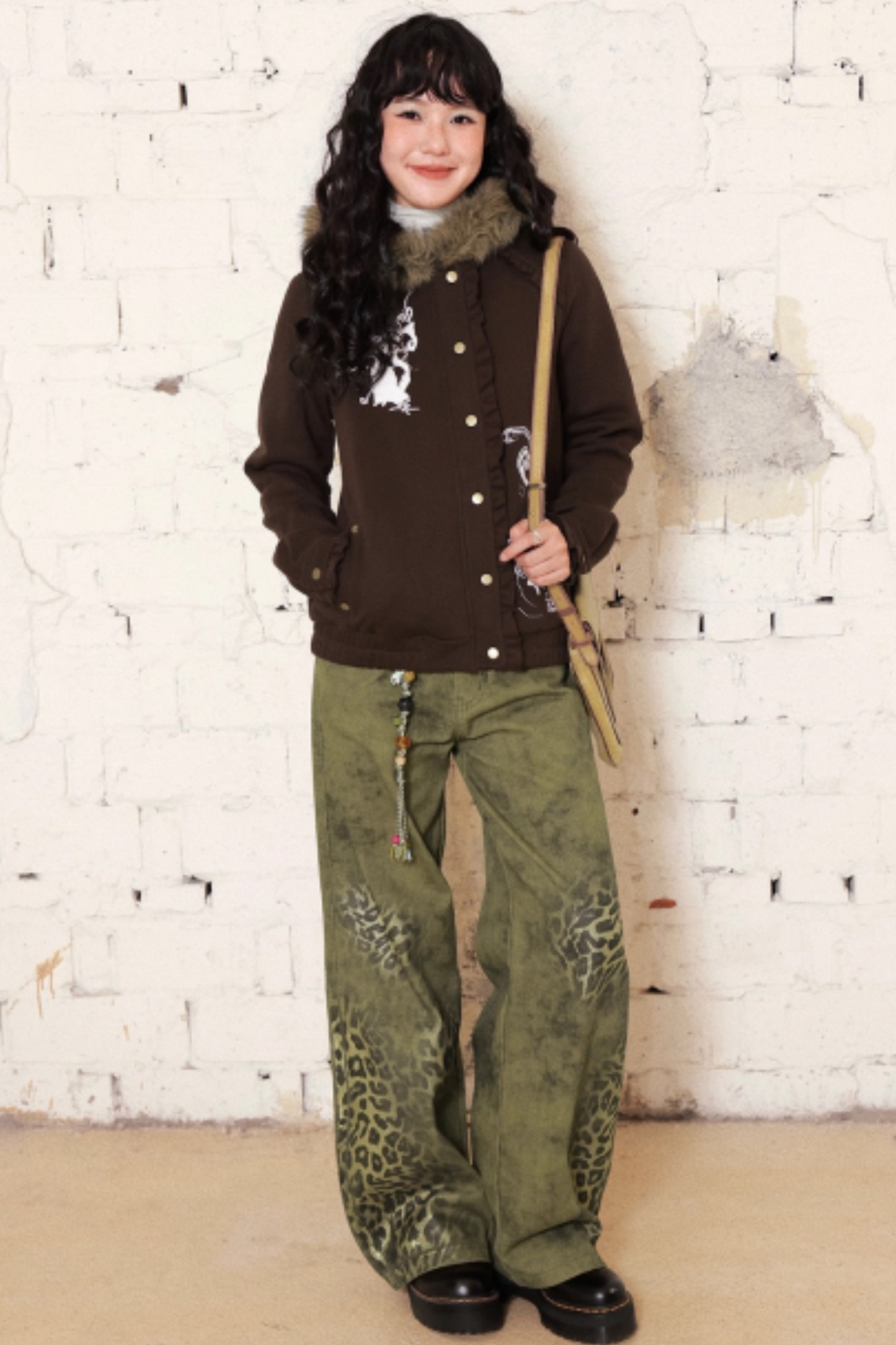 Dark Brown Hooded Jacket Skirt Set-Up