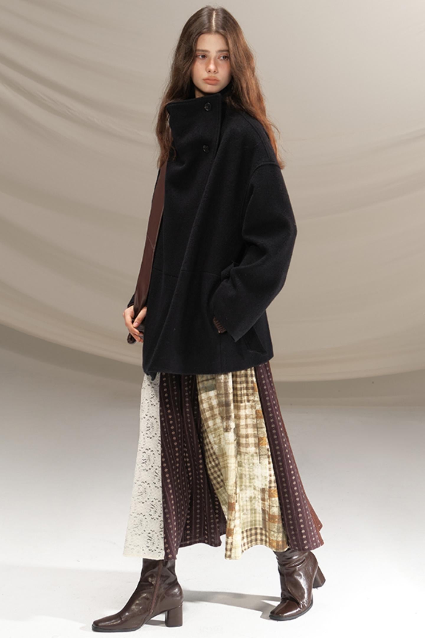 Silent Gallery Black Wool Coat