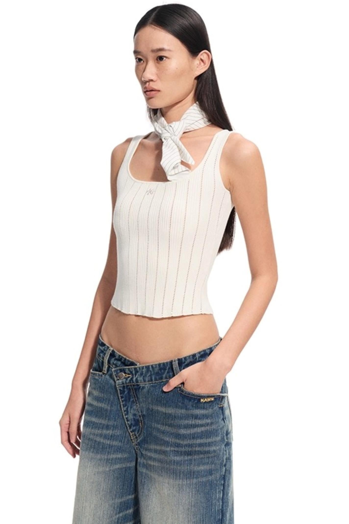 Hollow Knitted Slimming Camisole Top