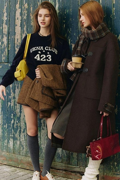 Navy Blue Wool Knit Sweater