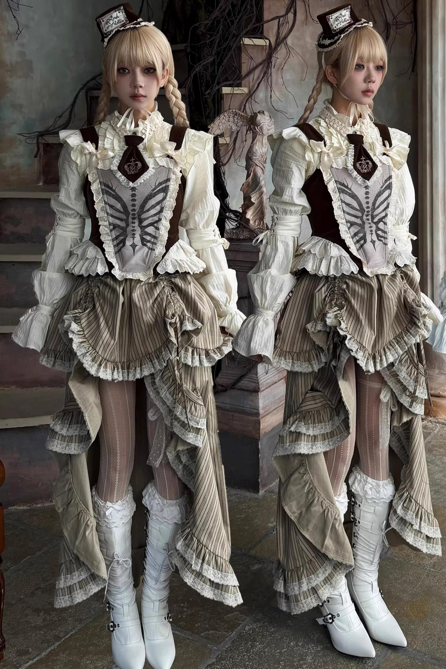 Beige Lace Trim Shirt