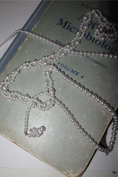 White Pearl Wrapped Necklace