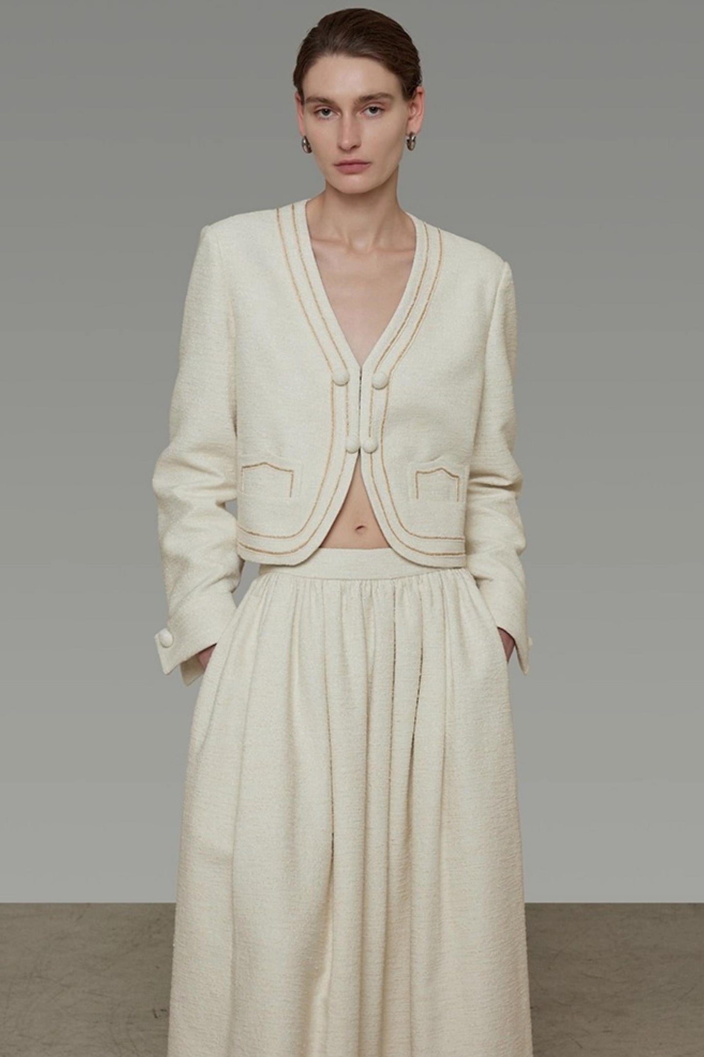 Vintage V-Neck Short Suit Set-Up