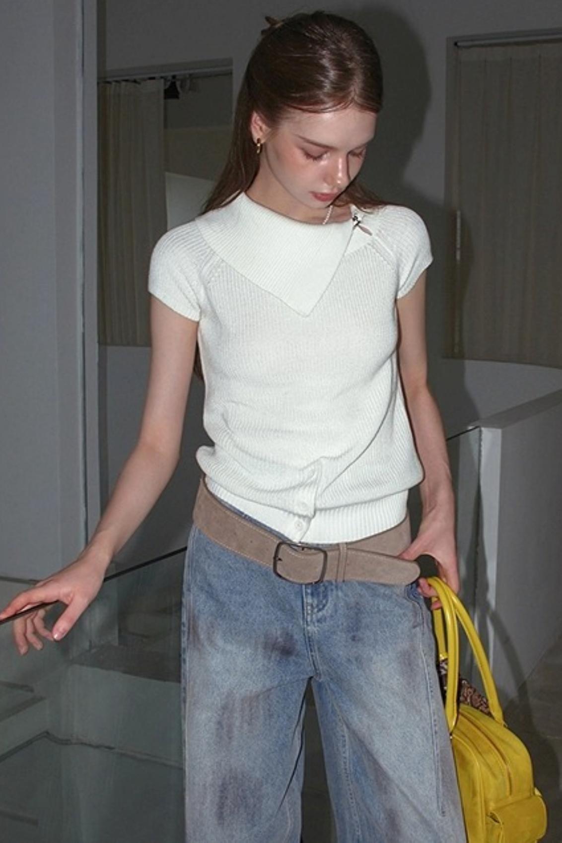 Asymmetric Loop Knit Top