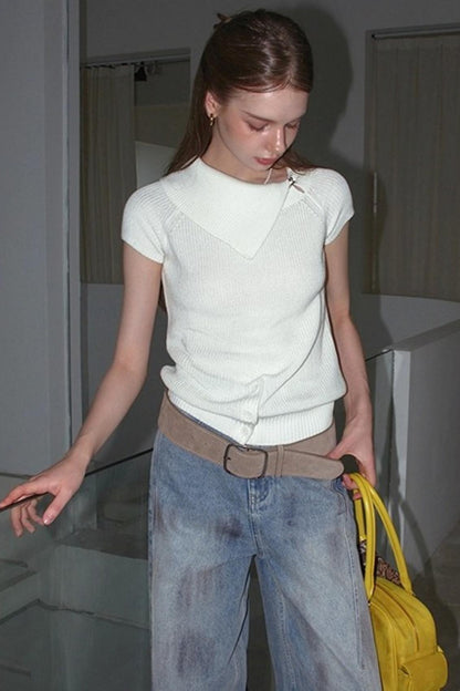 Asymmetric Loop Knit Top