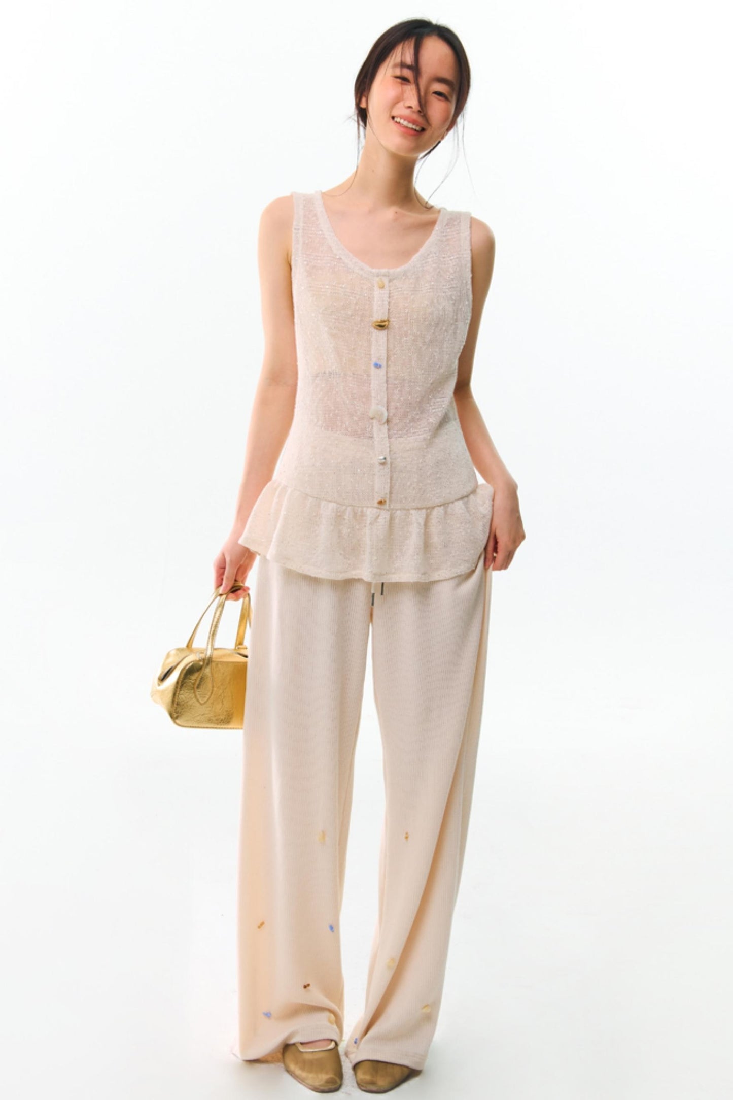 Shards Sequin Ruffled Top