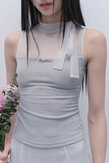 Hazy Cloud Mesh Vest & Slim Skirt Set-Up