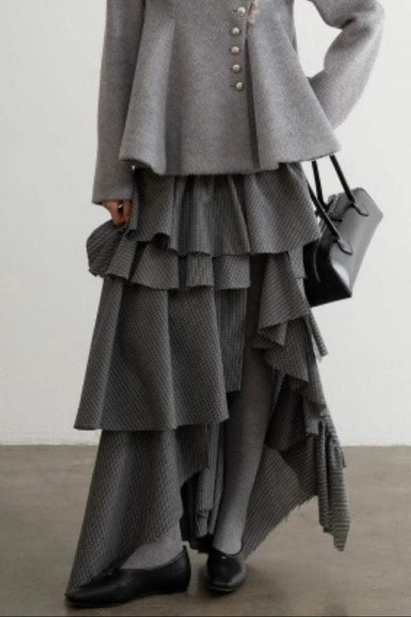 Retro Ruffled Striped Skirt