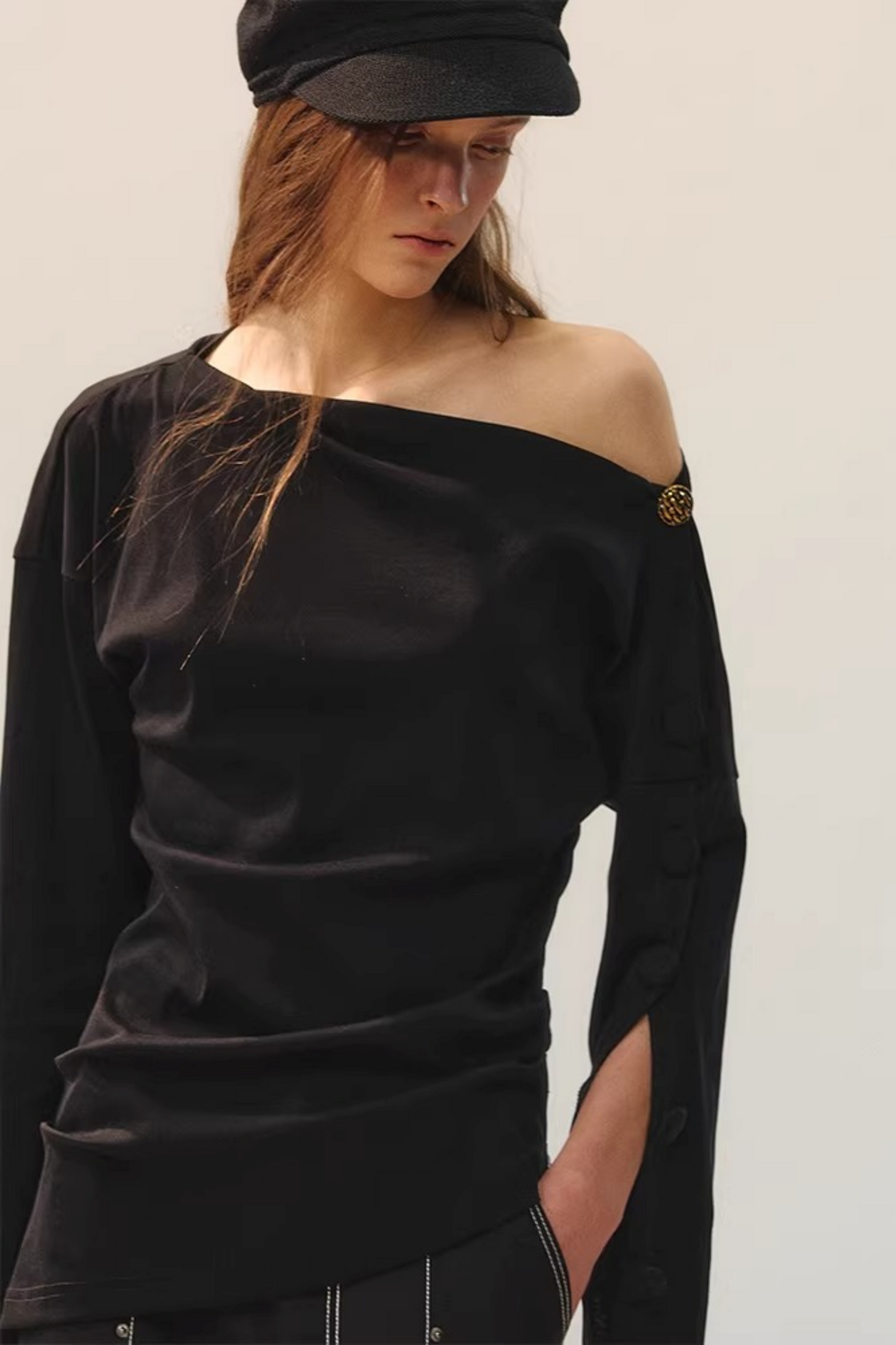 Golden Button Closure Blouse