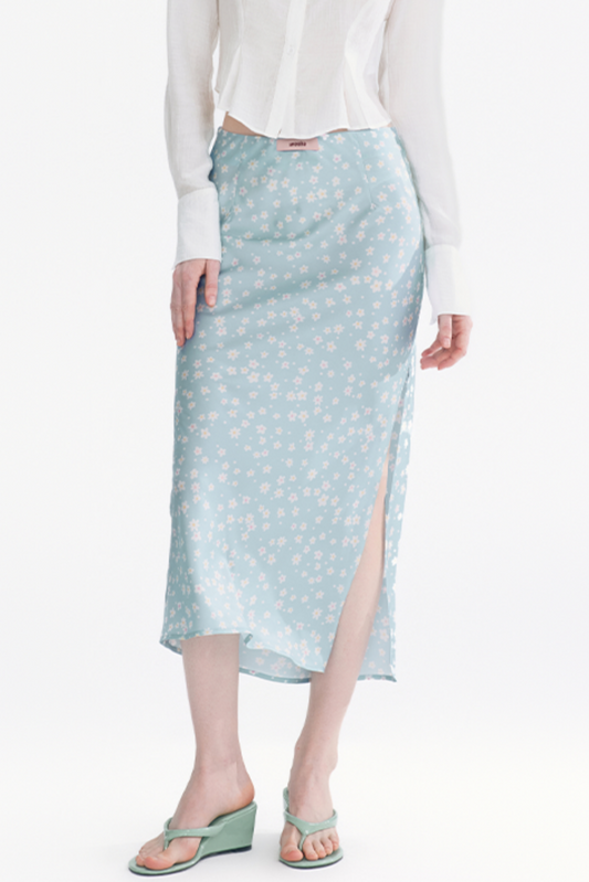 Flower Print Split Maxi Skirt