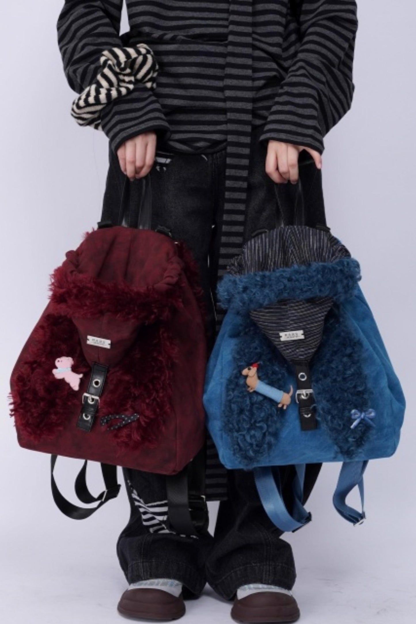 Furry Rabbit Ear Fur Backpack