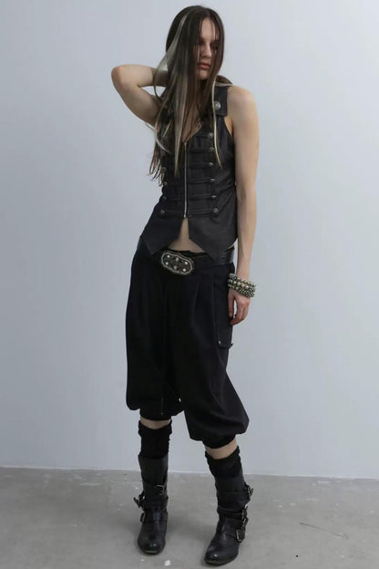 Equestrian Cargo Pleated Cuffed Pants