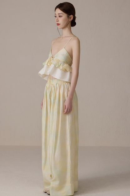 Romantic V-Neck Color Block Top