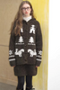 Braun (Strickjacke + Midirock)