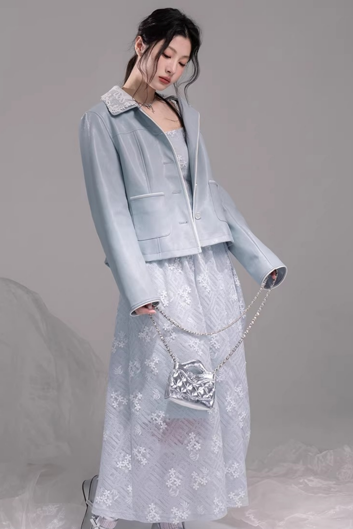 Soft Leather Morning Sky Jacket