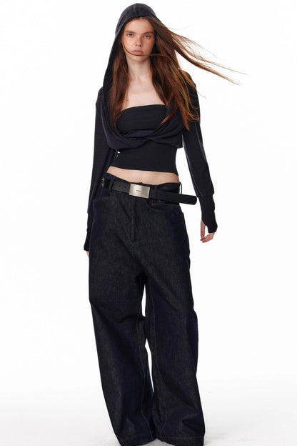 Vintage Wide Leg Denim Trousers