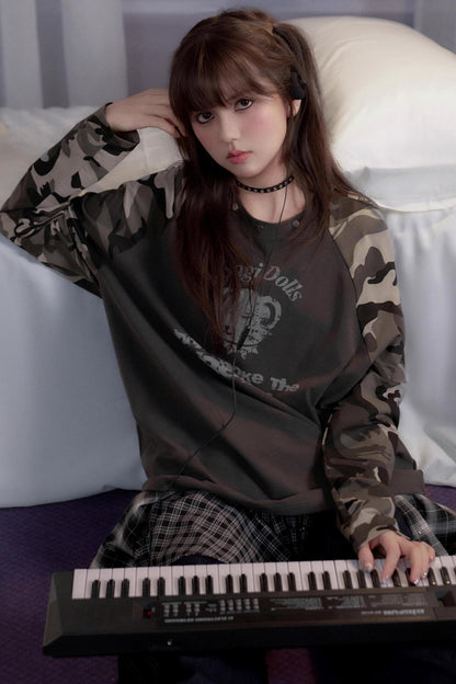 Camouflage Raglan Sleeve T-shirt