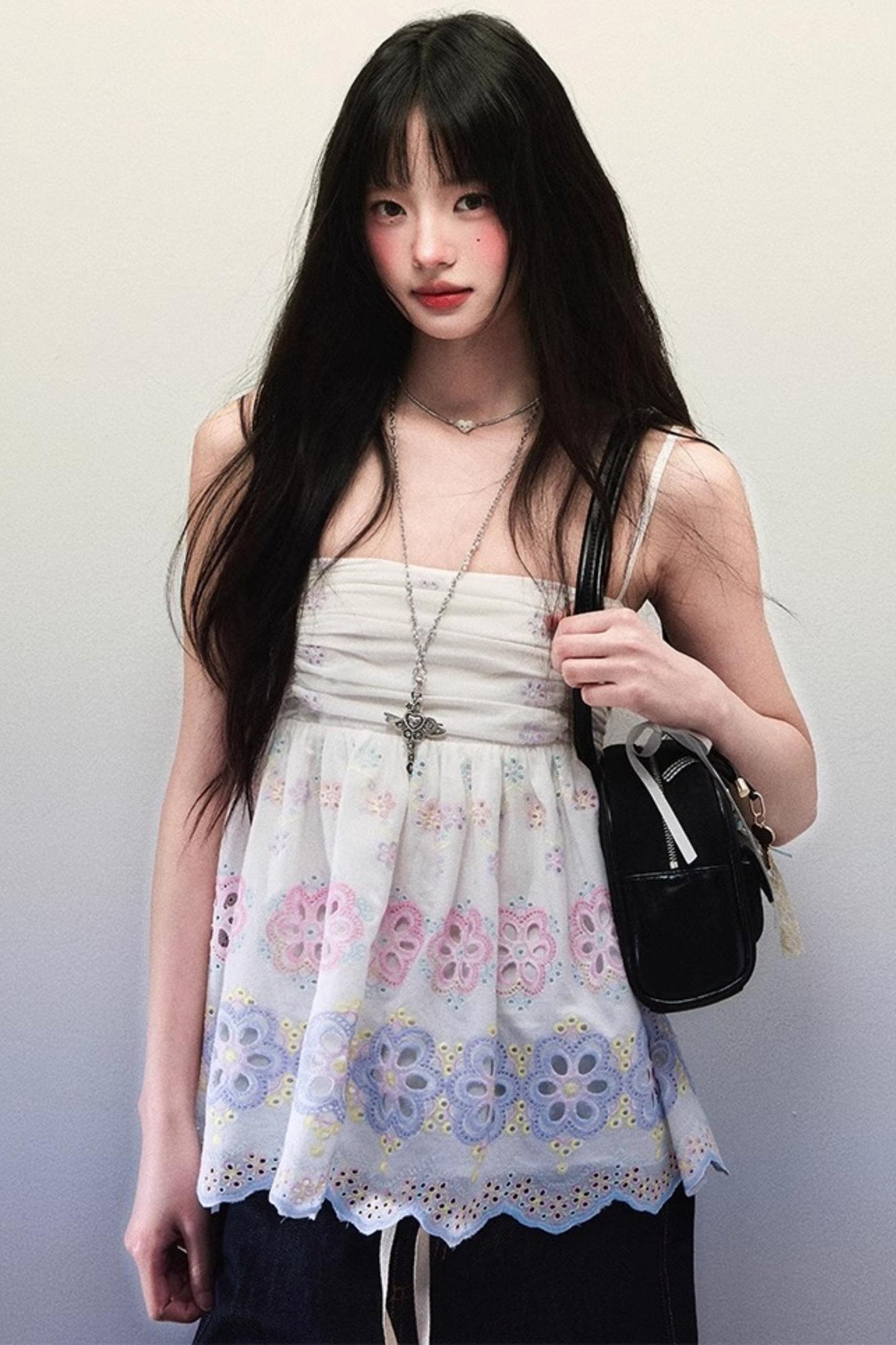 Lace-Trimmed Floral Camisole