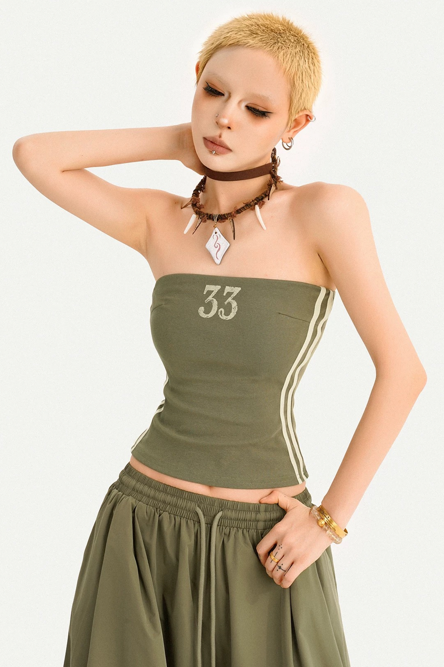 Retro Color-Block Tube Top