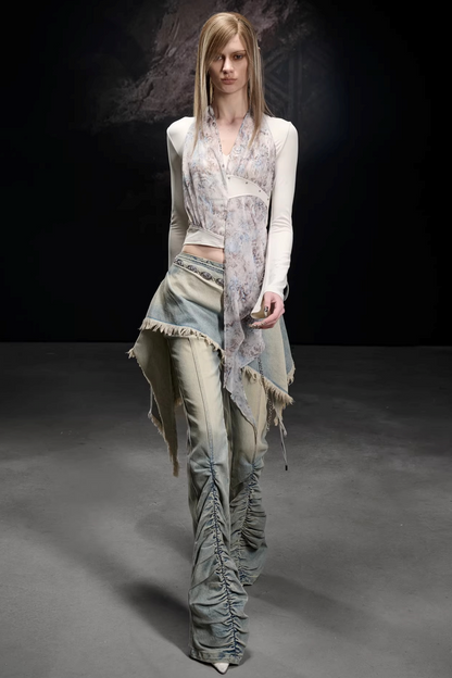 Knitted Chiffon Asymmetrical Top