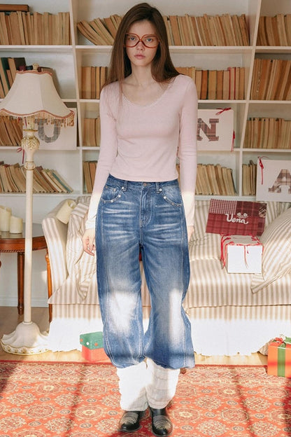 Pearl Rhinestone Wool Top