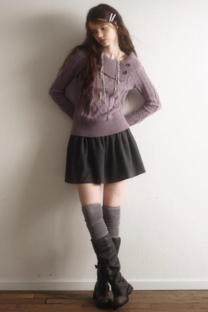 Artist Original Wool Off-Shoulder Sweater