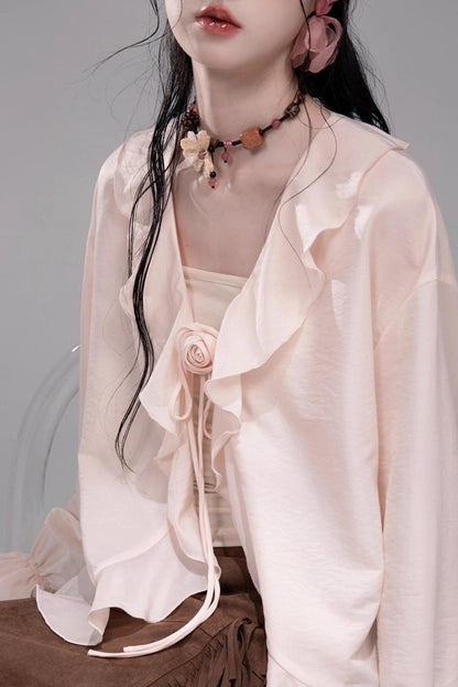 Light Peony Ruffle Cardigan