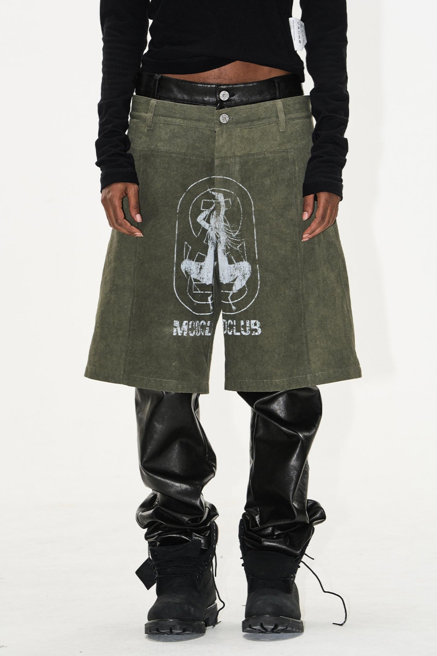 Patchwork Leather Shorts