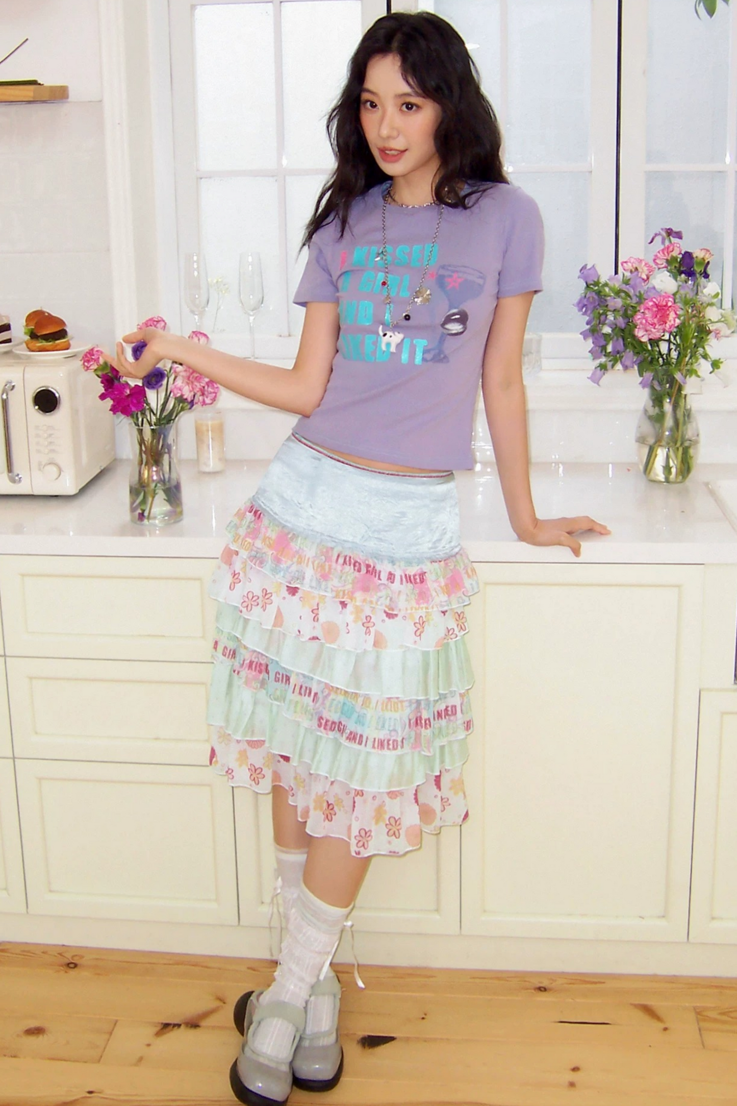 Satin Floral Cake Skirt