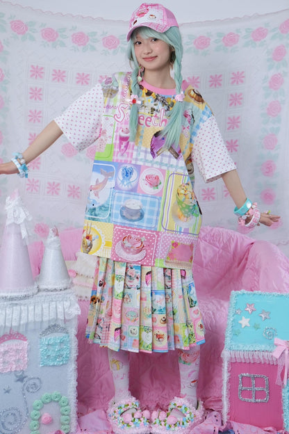 Patchwork Pleated Skirt