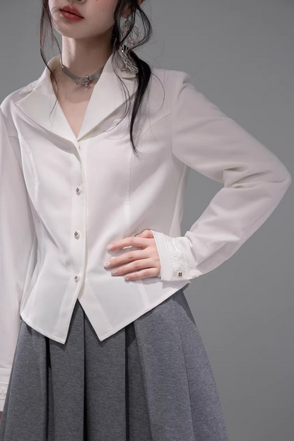 Cloud White Slit Blouse