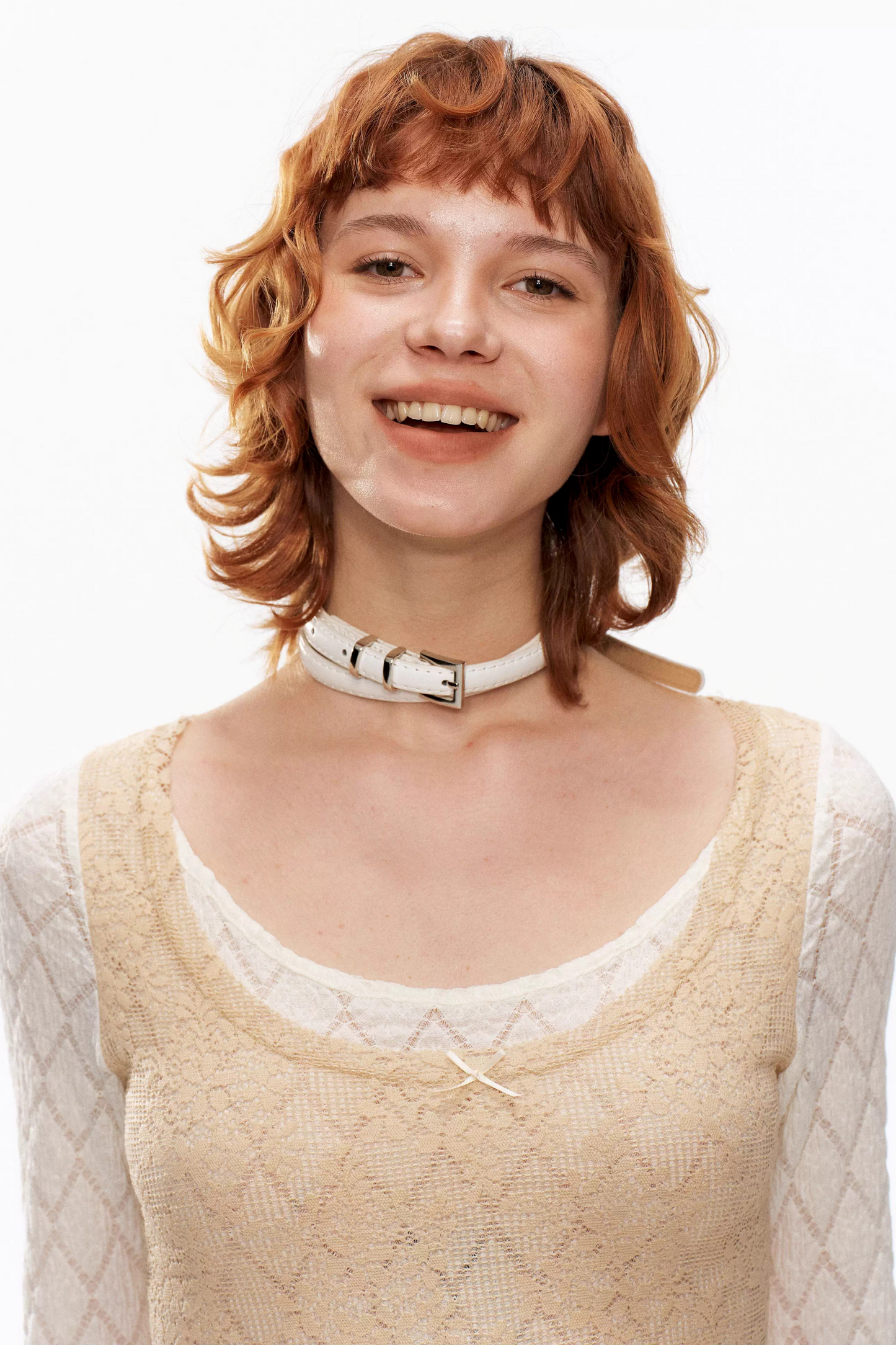 Beige Lace Knit Top