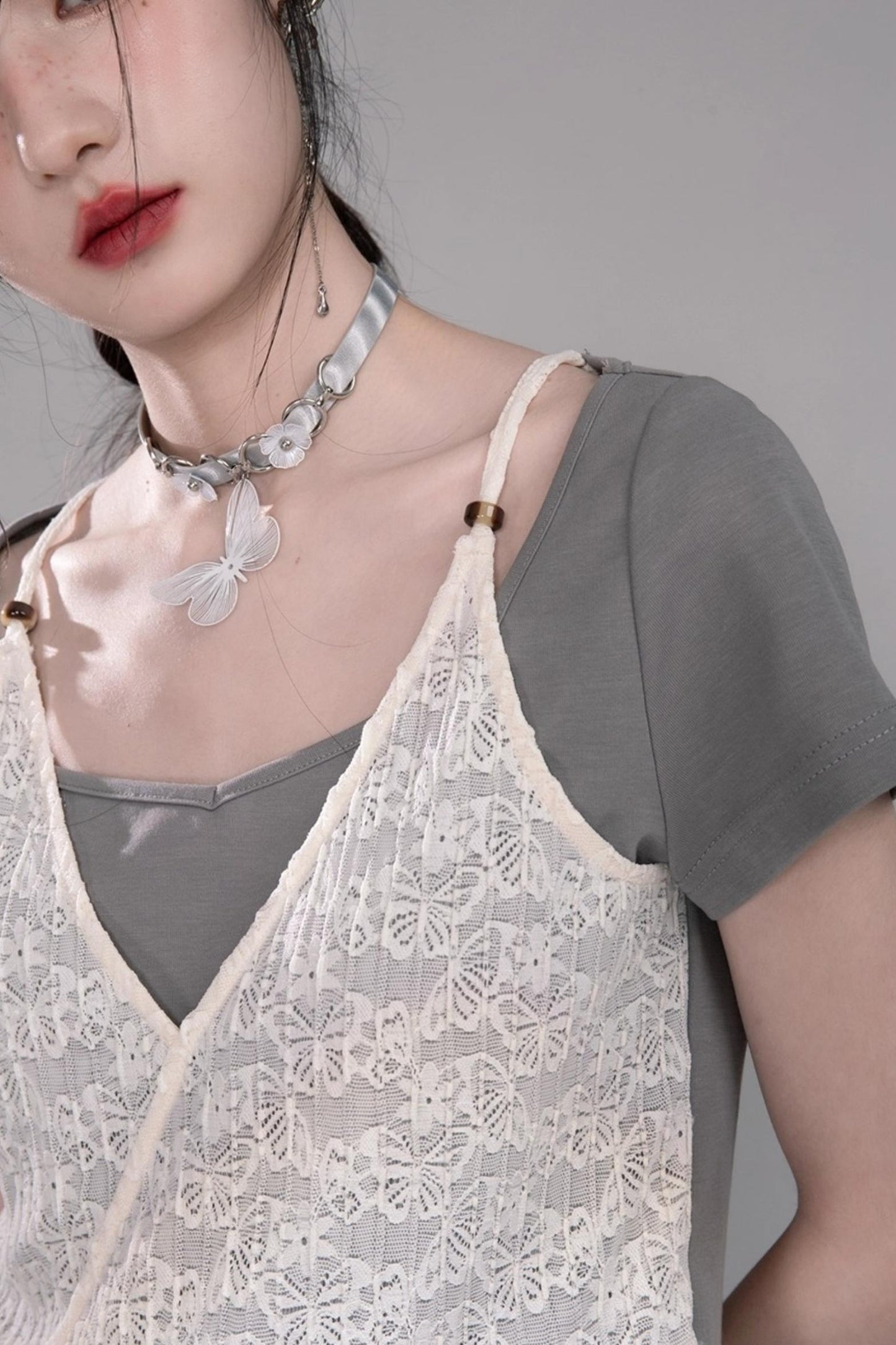 Graue Layering-T-Shirts